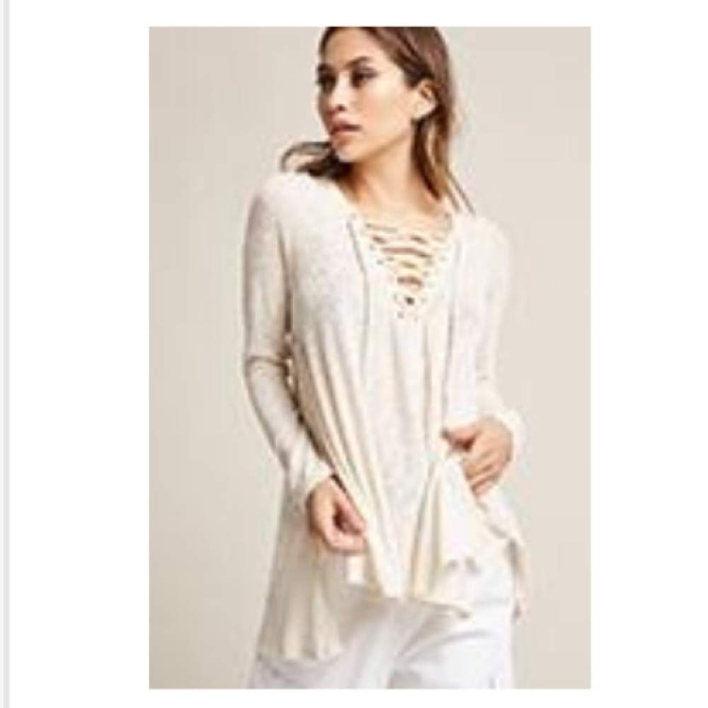 Forever21 Hooded Knit Lace-Up Sweater Sz L